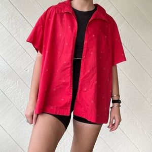 Sag Harbor Sport Woman Forth of July Red Short Sleeve Button Down